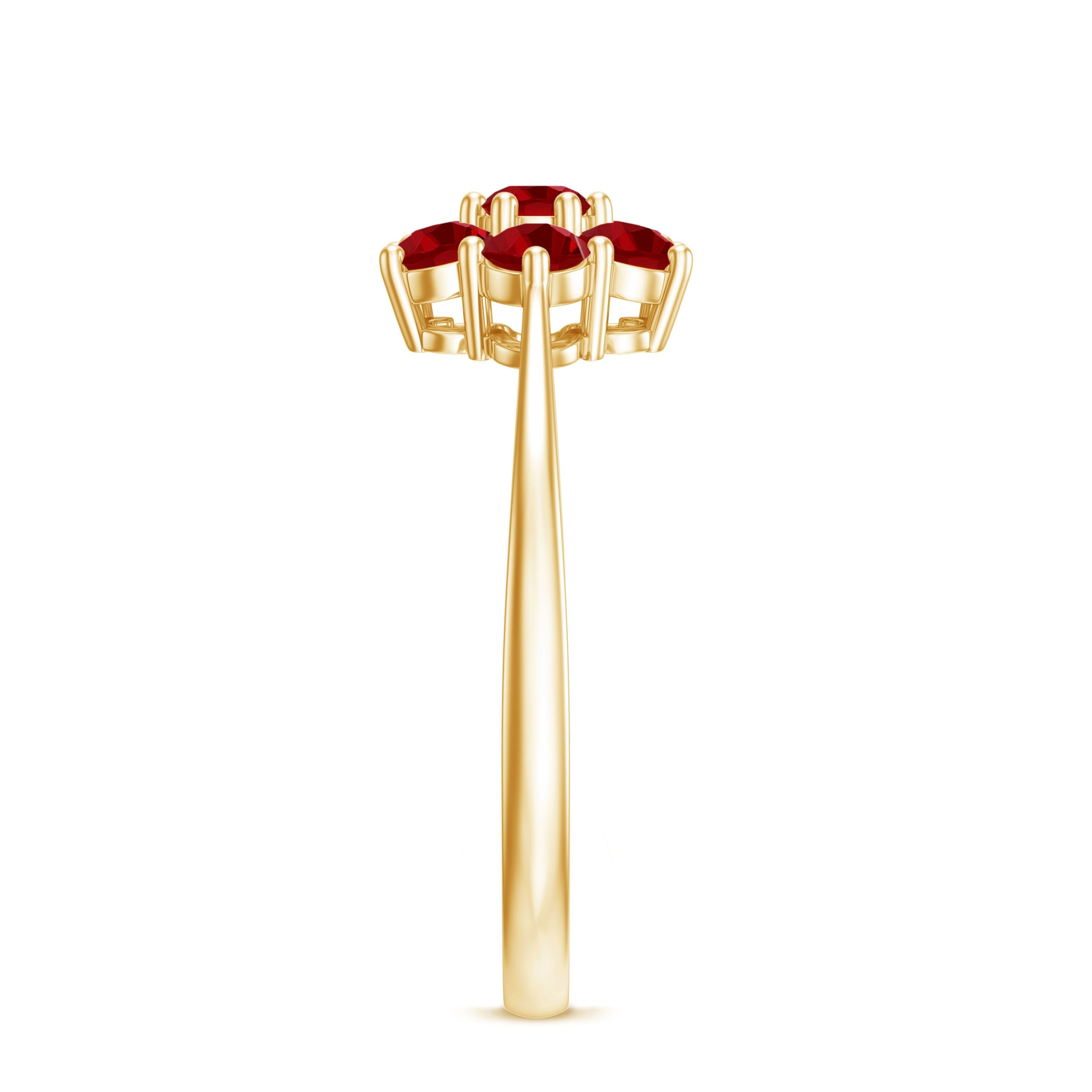Certified Round Cut Lab Created Ruby Cluster Flower Ring