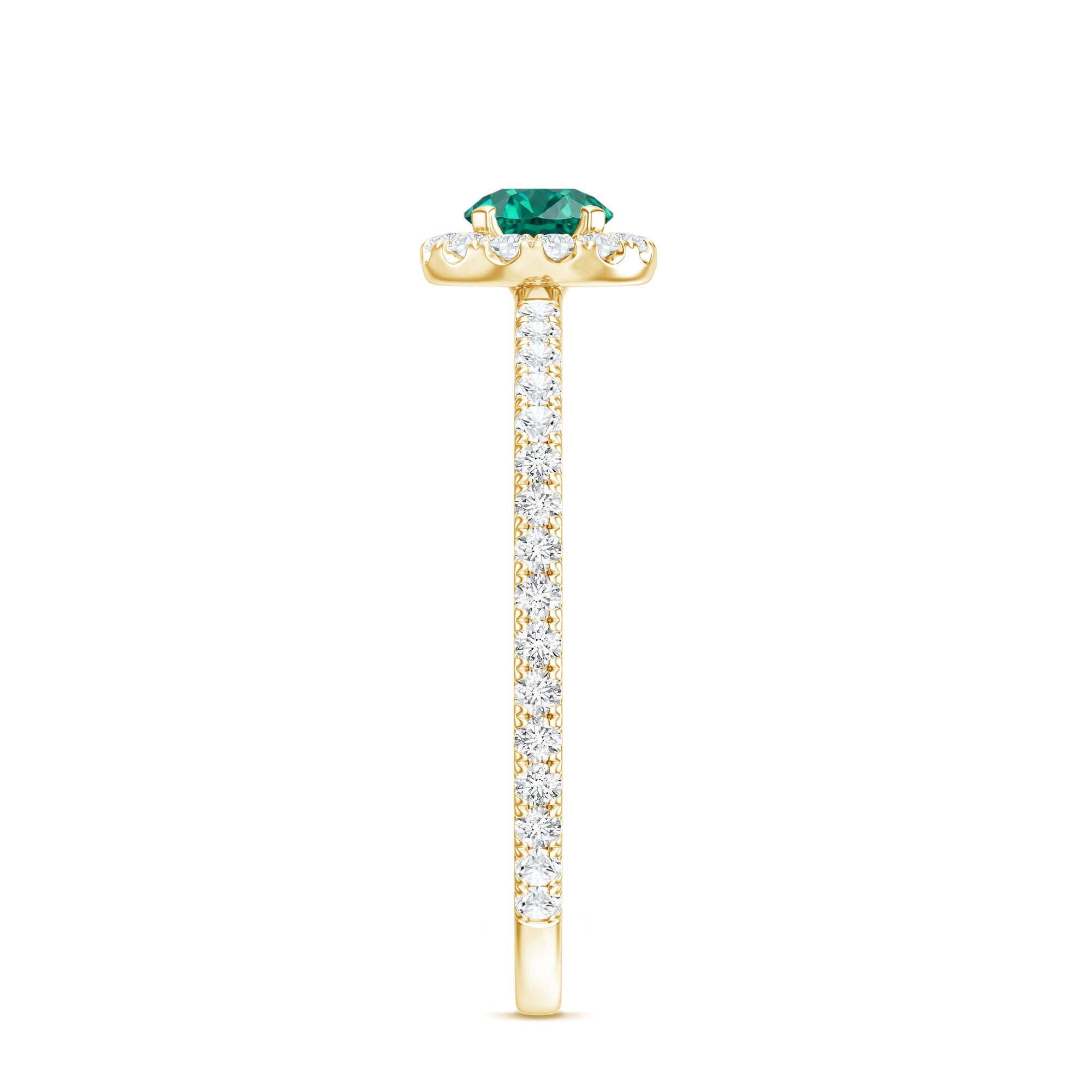 Certified Lab Grown Emerald Engagement Ring with Diamond Halo