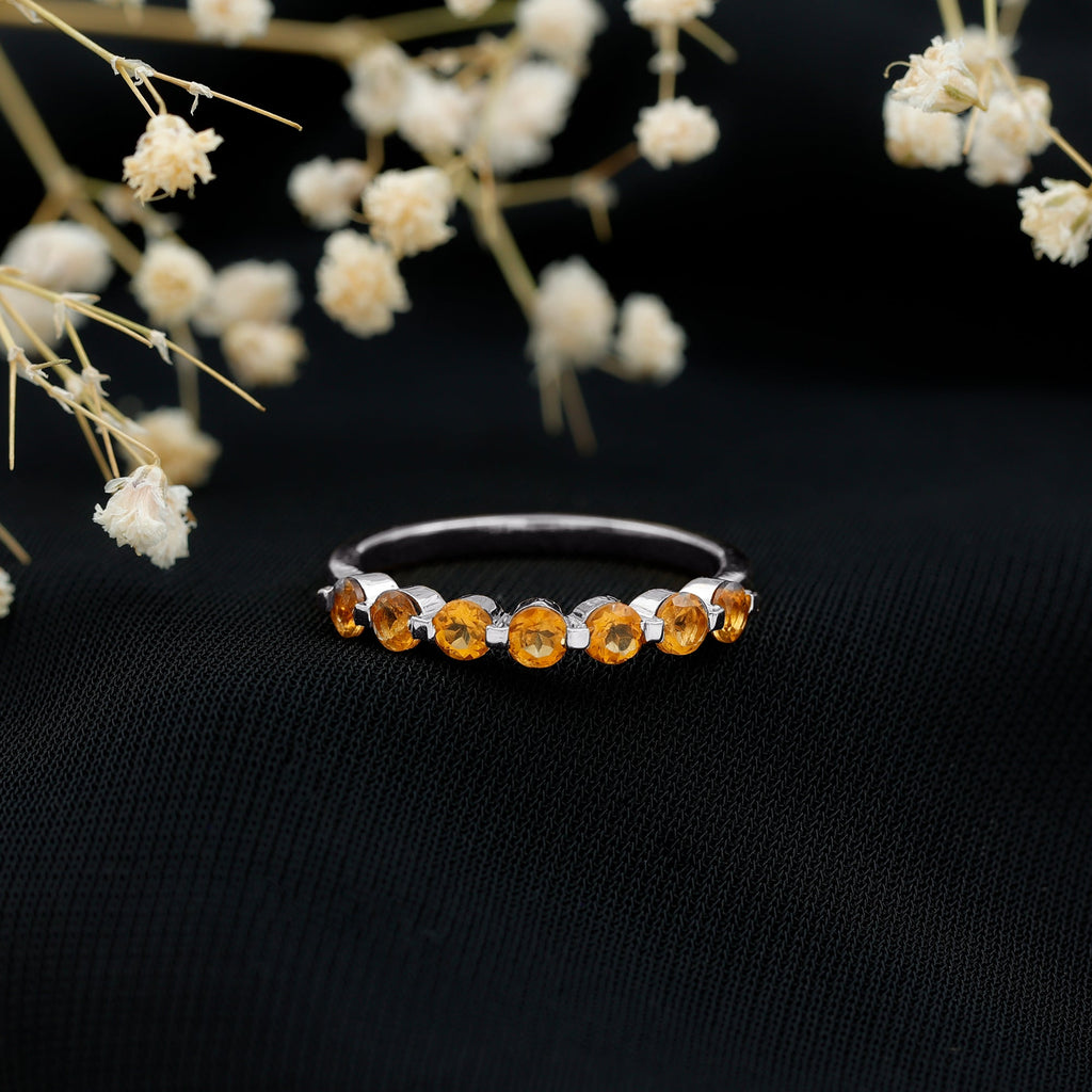 Natural Citrine Half Eternity Ring for Anniversary