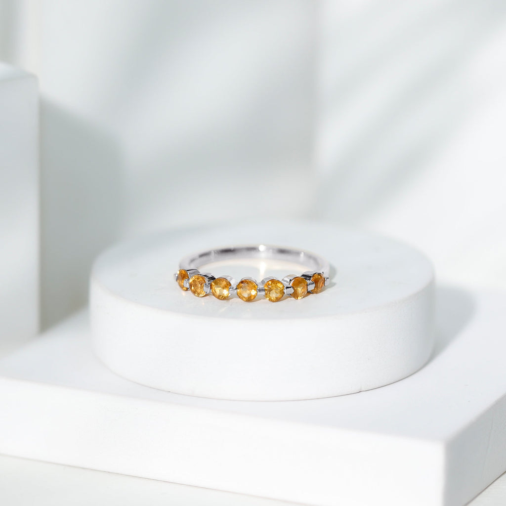 Natural Citrine Half Eternity Ring for Anniversary