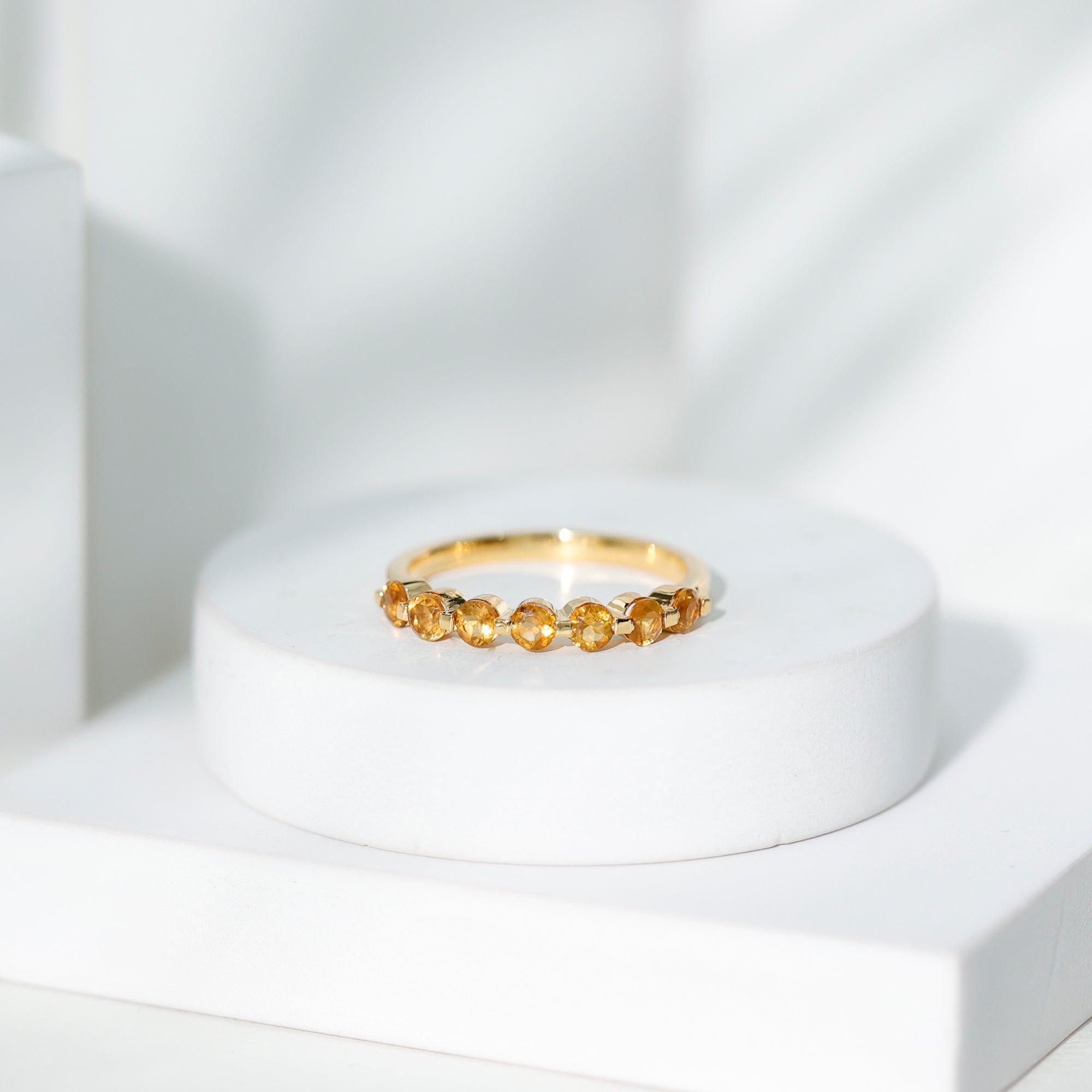 Natural Citrine Half Eternity Ring for Anniversary