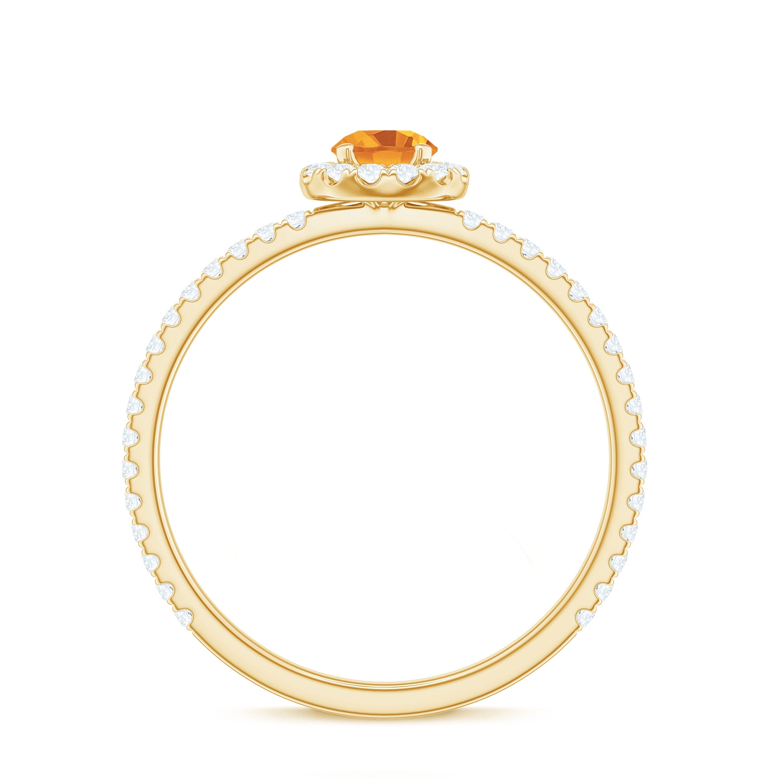 Minimal Citrine Engagement Ring with Diamond Halo