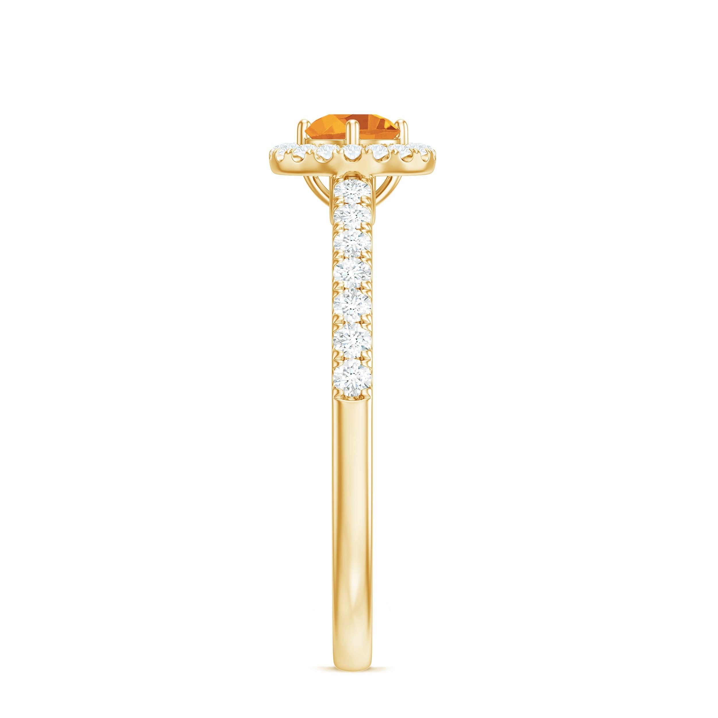 Minimalist Citrine Diamond Engagement Ring with Halo