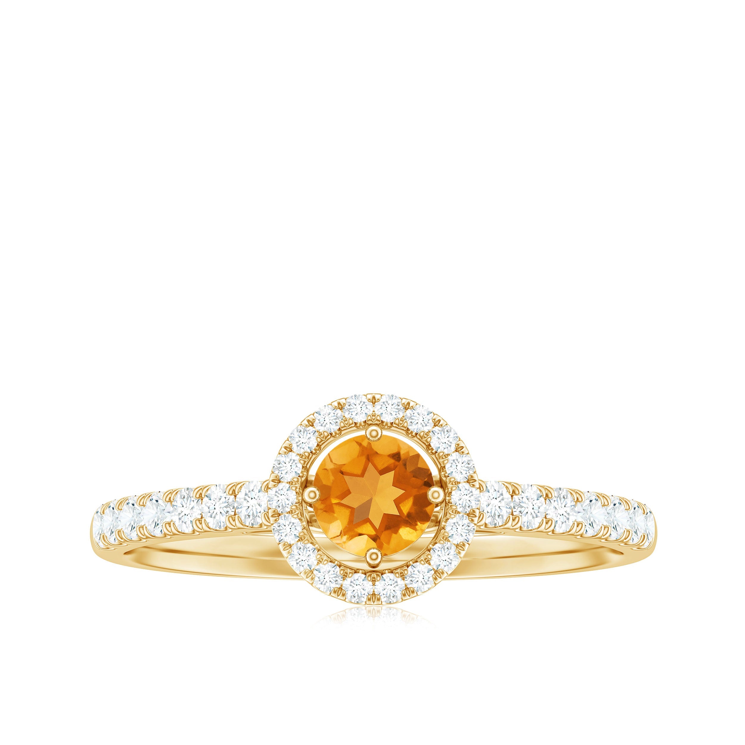 Minimalist Citrine Diamond Engagement Ring with Halo