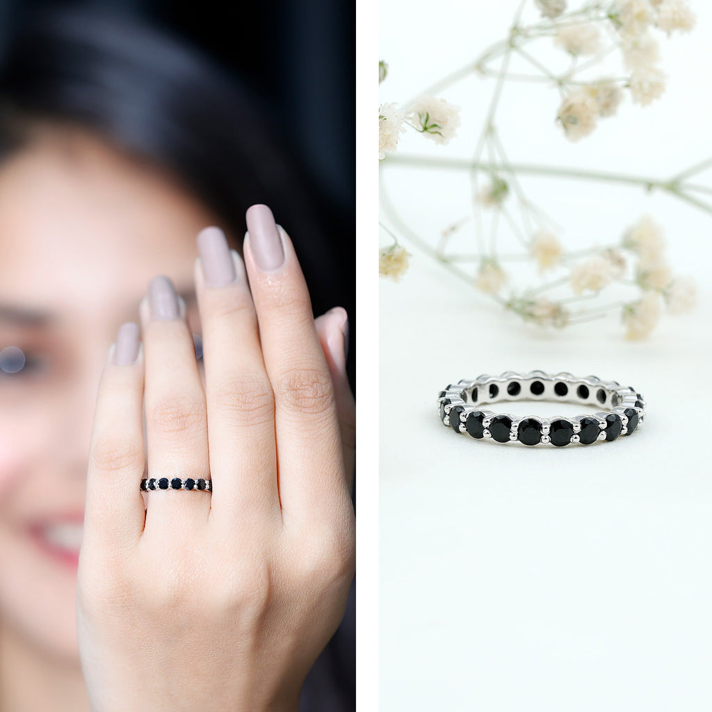 Certified Lab Grown Black Diamond Eternity Ring for Women