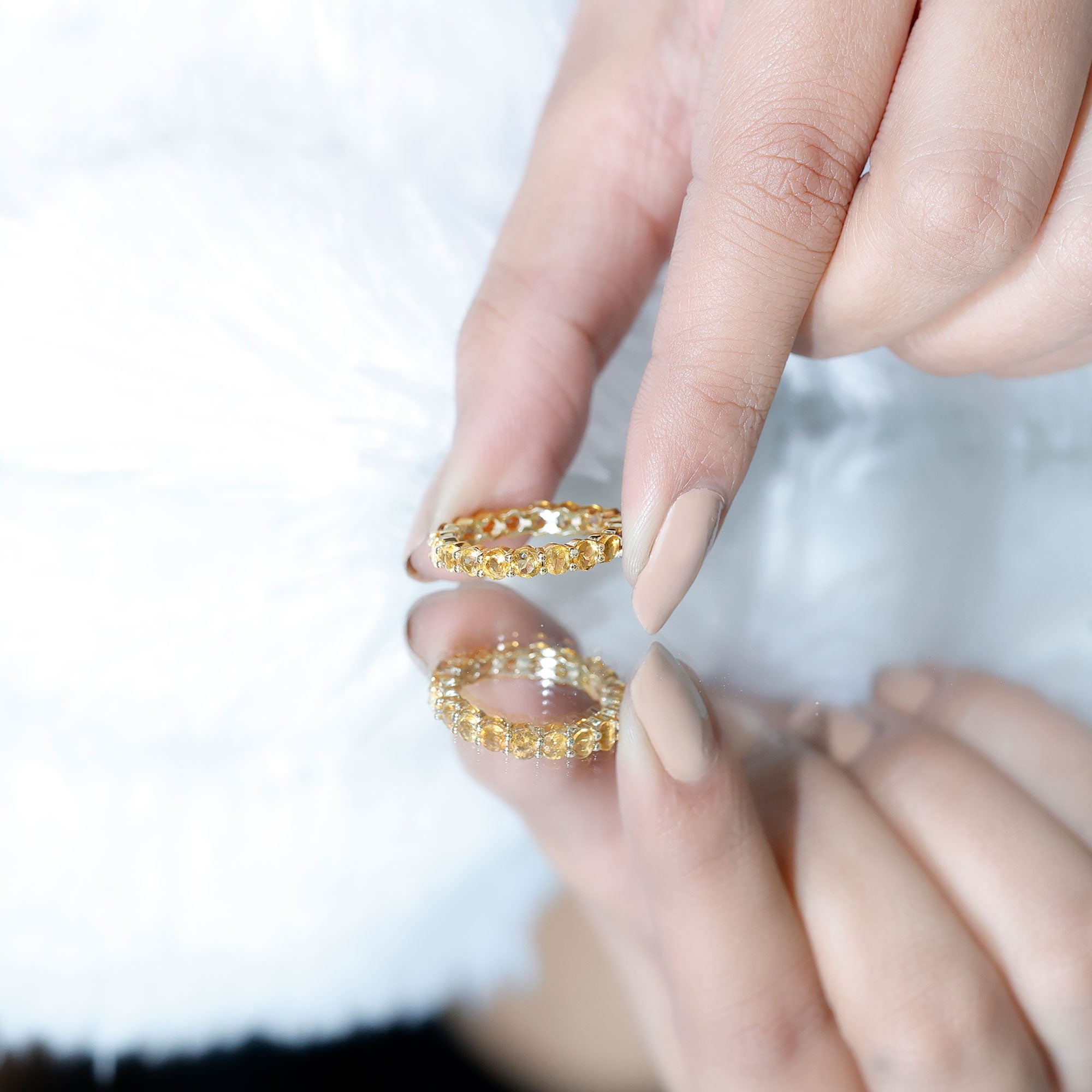Genuine Citrine Full Eternity Band for Women