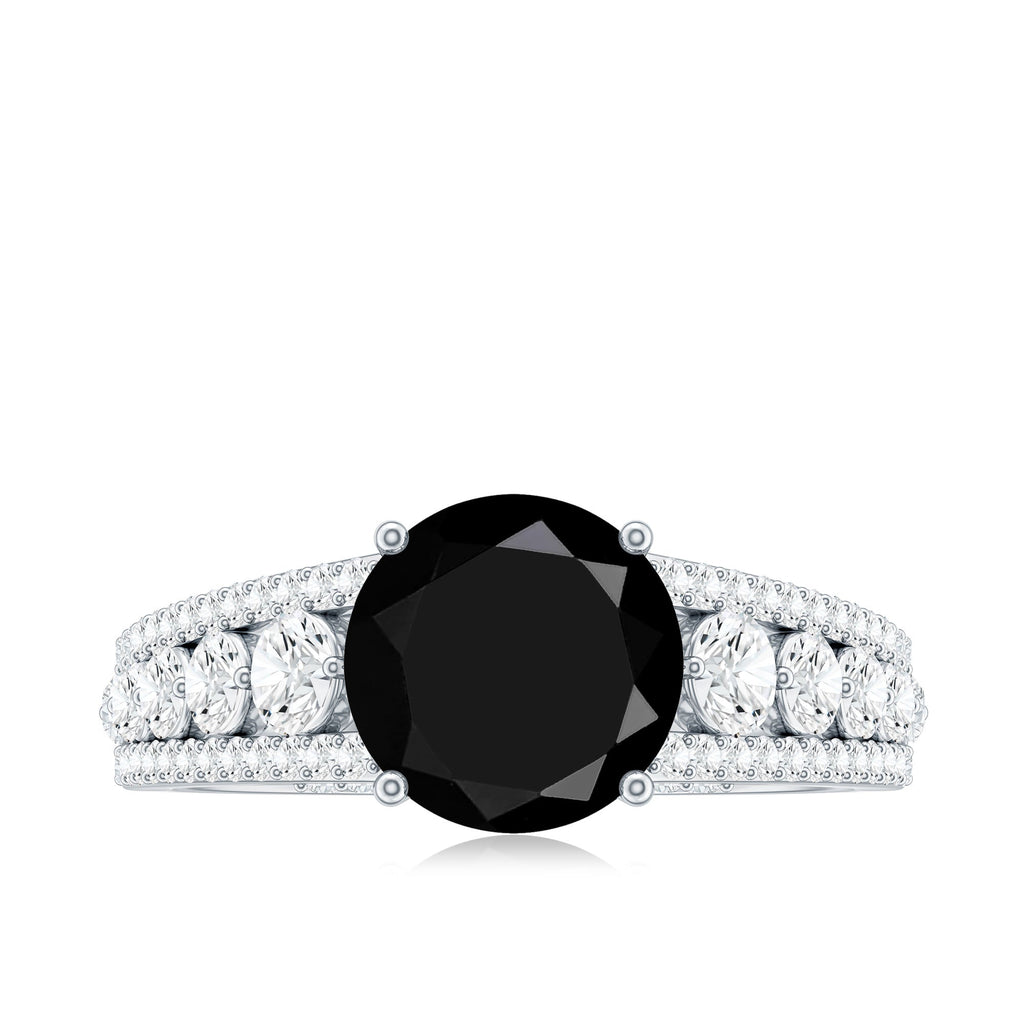 Lab-Created Black Diamond Statement Engagement Ring with Moissanite