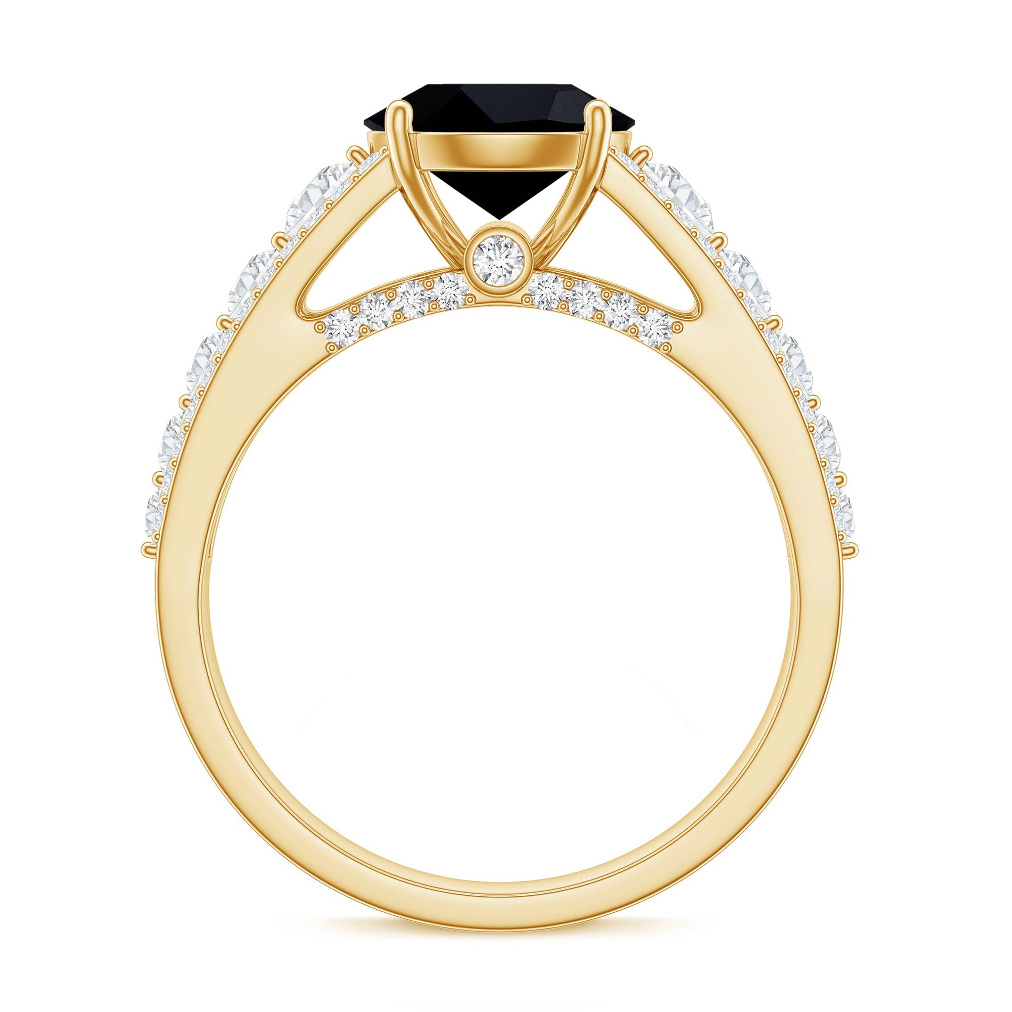 Lab-Created Black Diamond Statement Engagement Ring with Moissanite