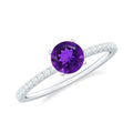 Real Amethyst Diamond Promise Ring for Women