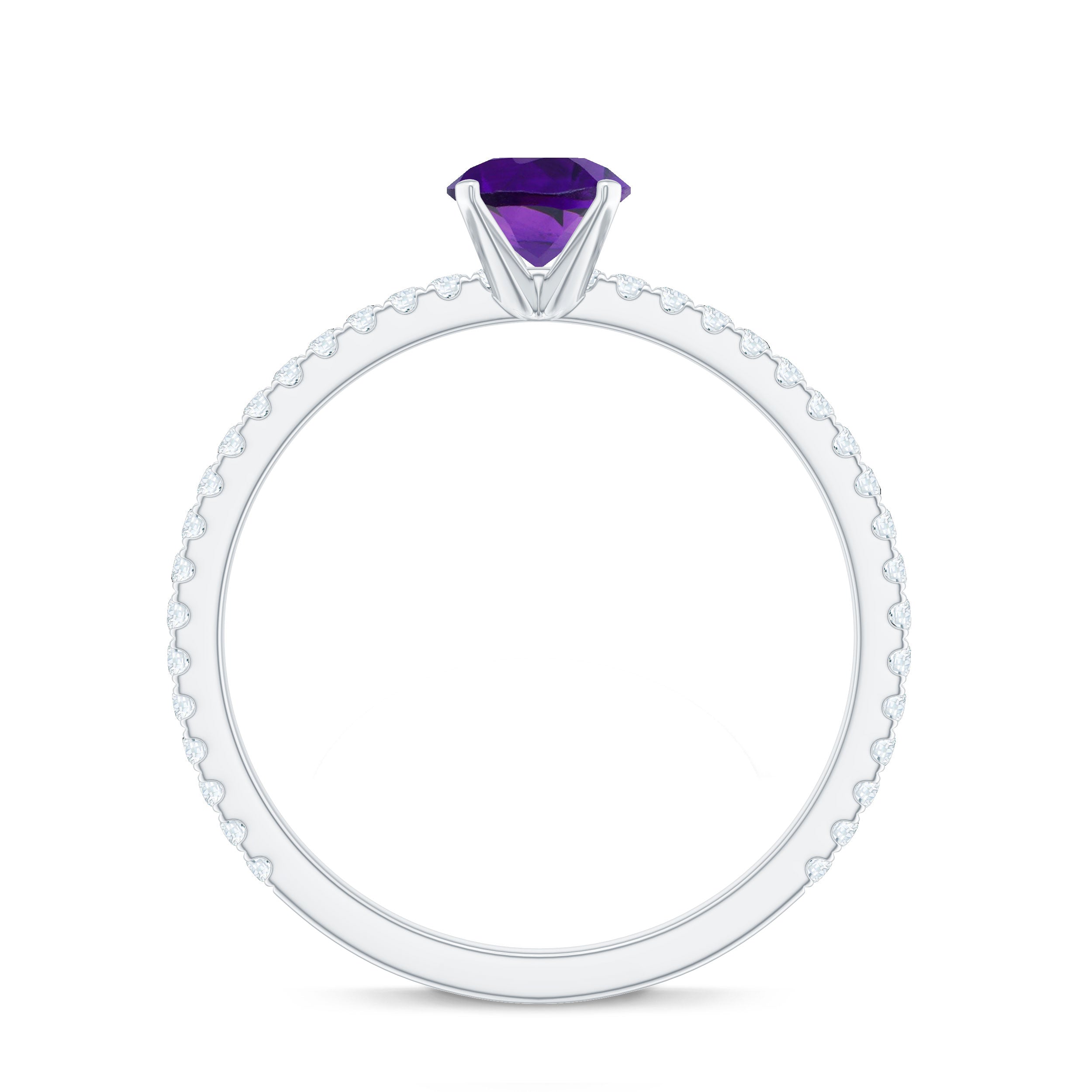 Real Amethyst Diamond Promise Ring for Women