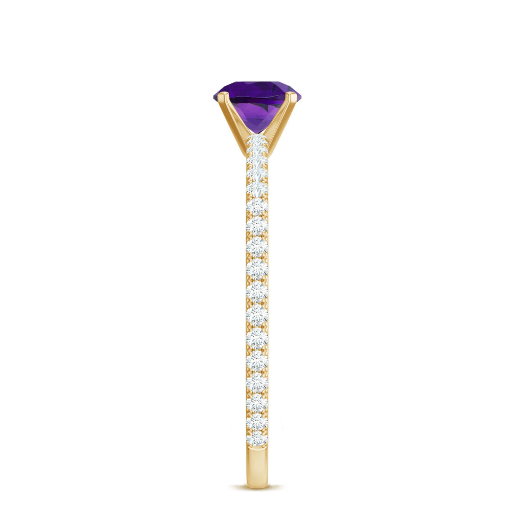 Real Amethyst Diamond Promise Ring for Women