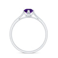 1/2 CT Solitaire Round Shape Amethyst Ring with Diamond