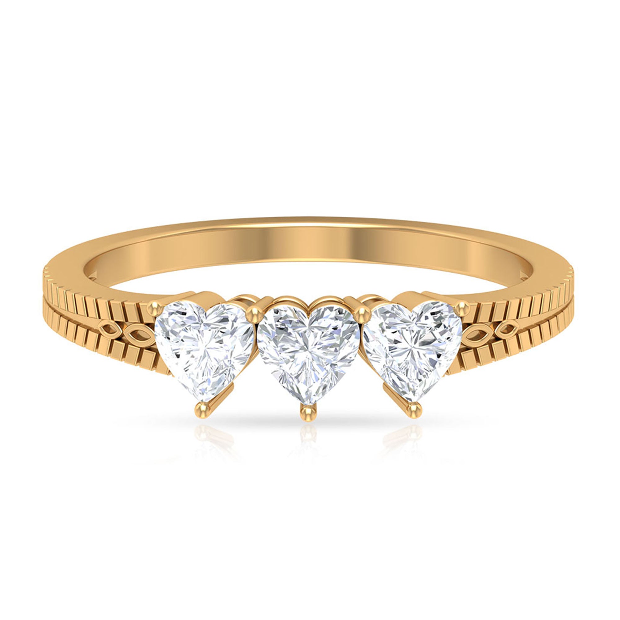 3/4 CT Heart Shape Zircon Three Stone Promise Ring