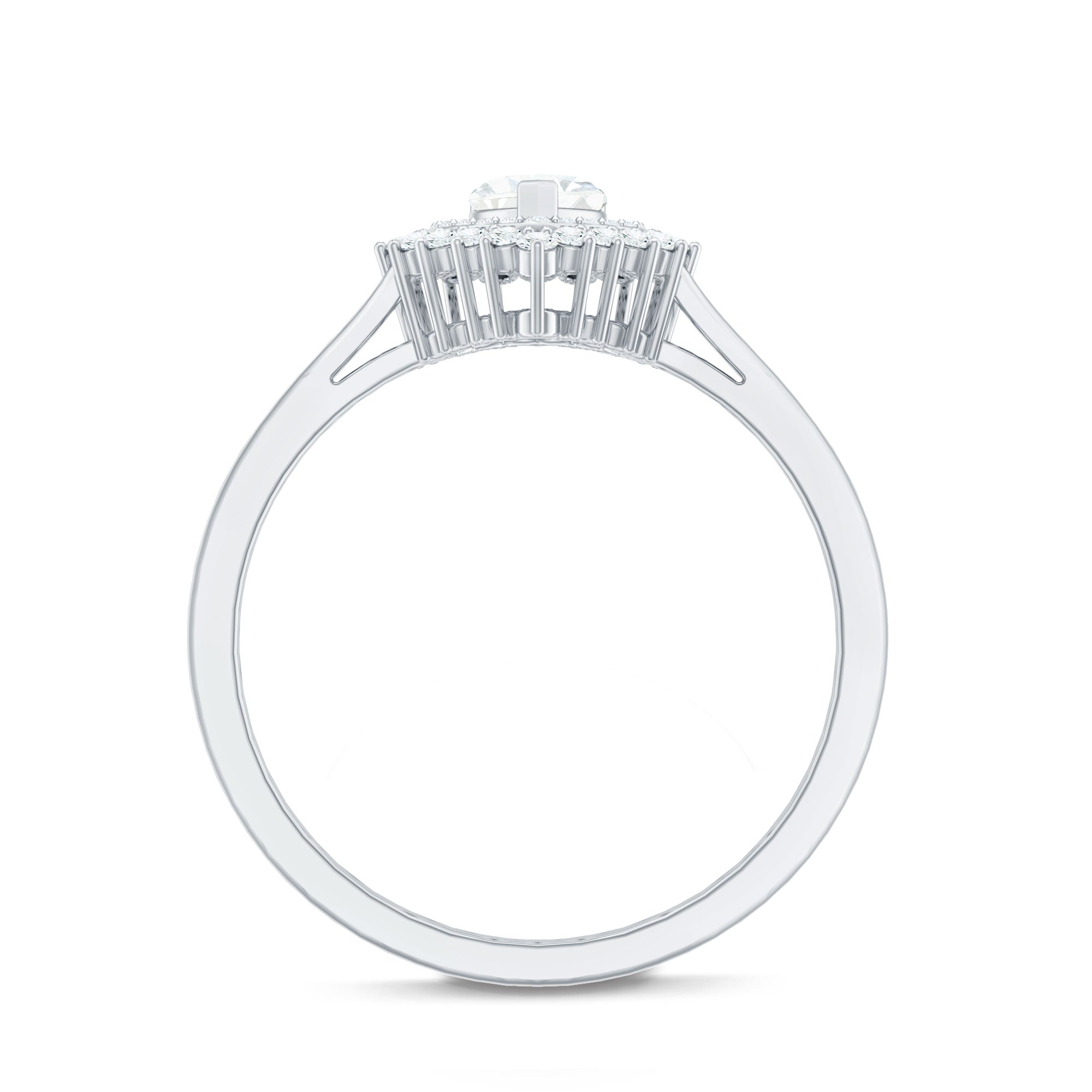 Certified Real 0.25 Carat Diamond Heart Engagement Ring with Double Halo