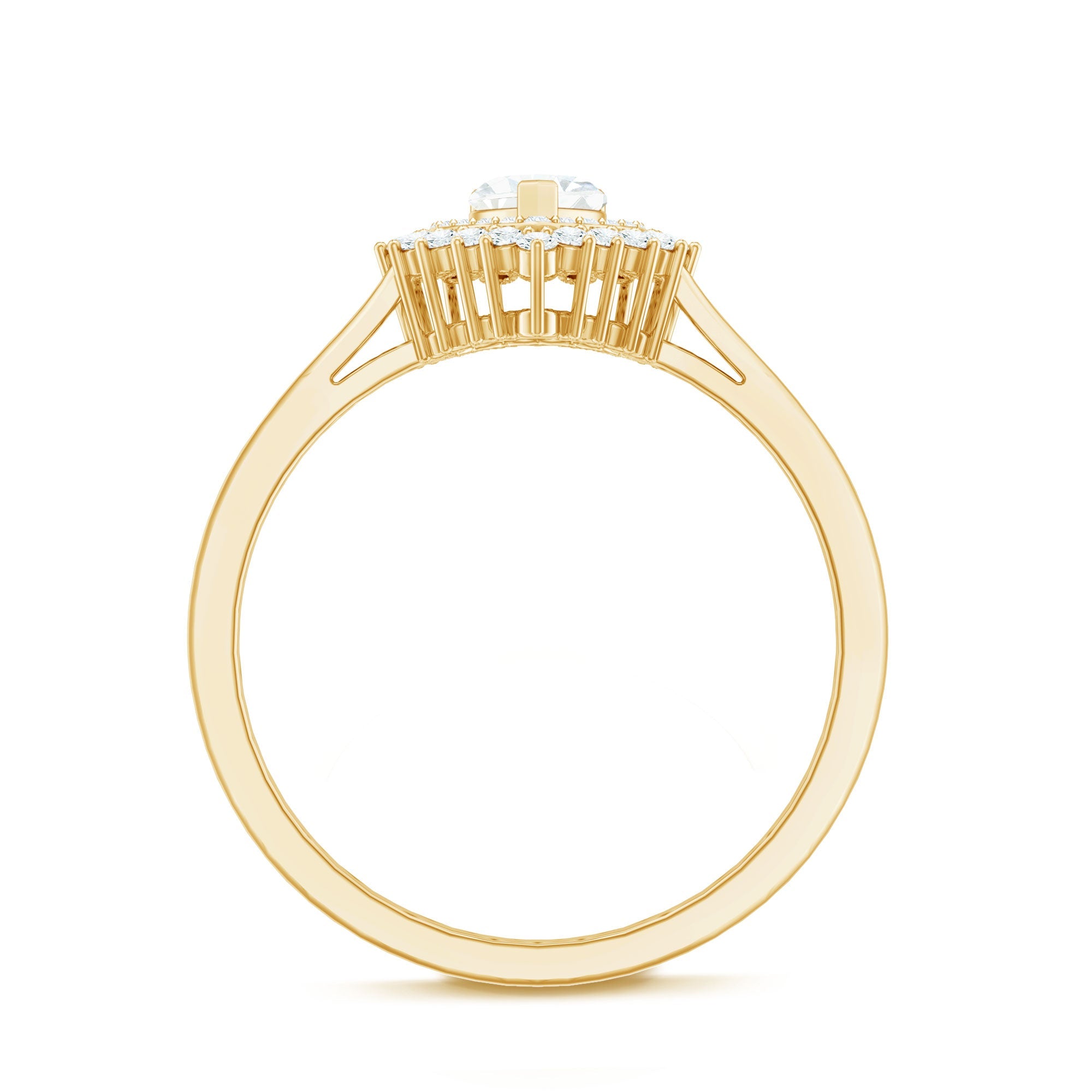 Certified Real 0.25 Carat Diamond Heart Engagement Ring with Double Halo