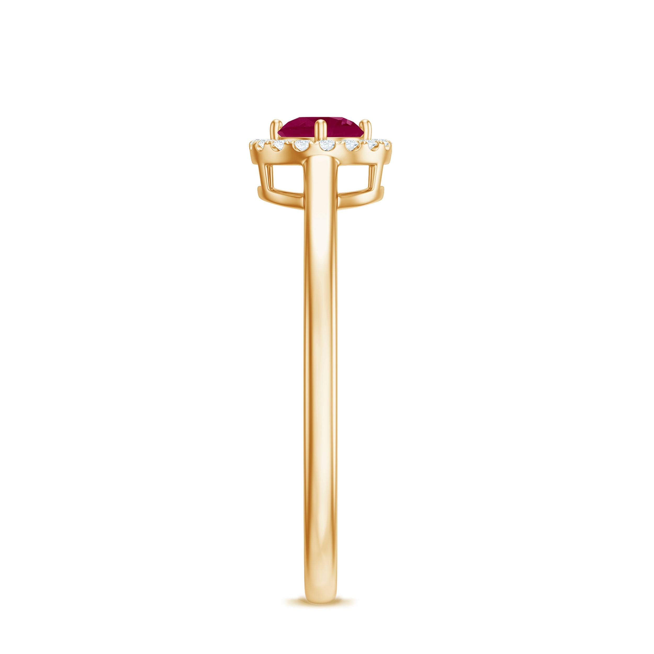 Genuine Ruby Promise Ring with Diamond Halo