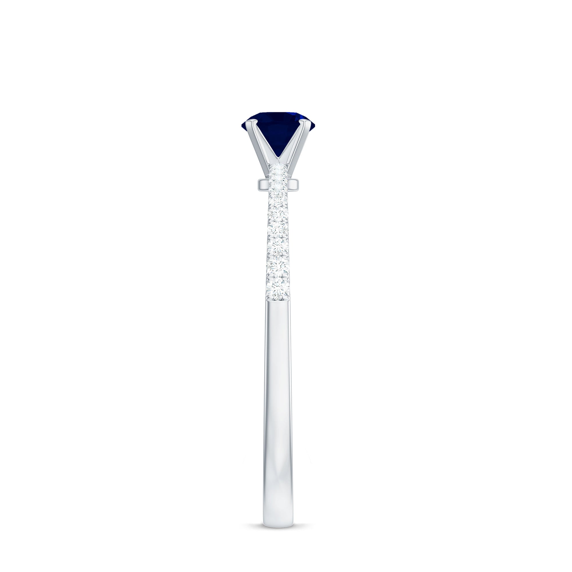 Real 0.9 Carat Blue Sapphire Promise Ring with Diamonds