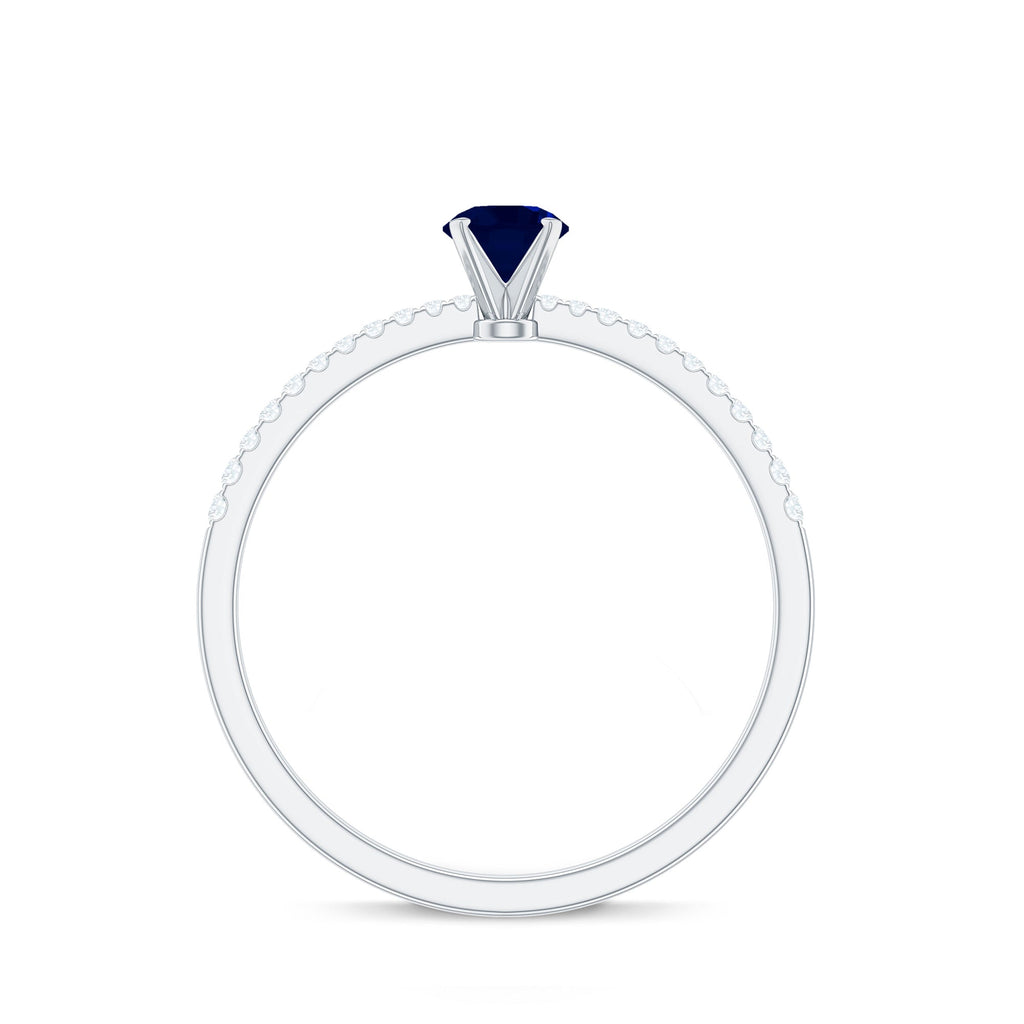 Real 0.9 Carat Blue Sapphire Promise Ring with Diamonds