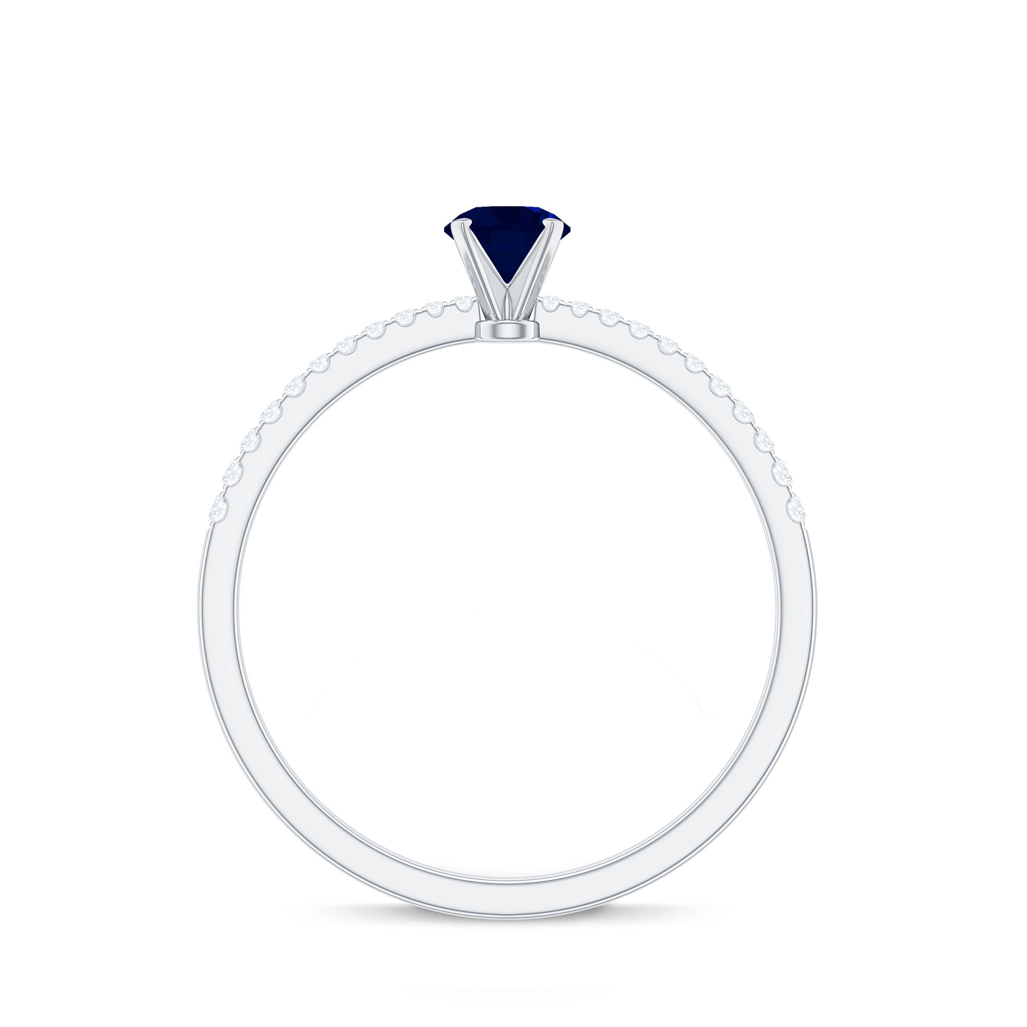 Real 0.9 Carat Blue Sapphire Promise Ring with Diamonds