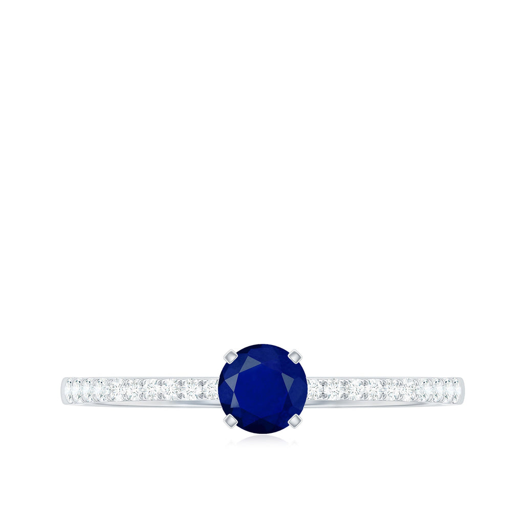 Real 0.9 Carat Blue Sapphire Promise Ring with Diamonds