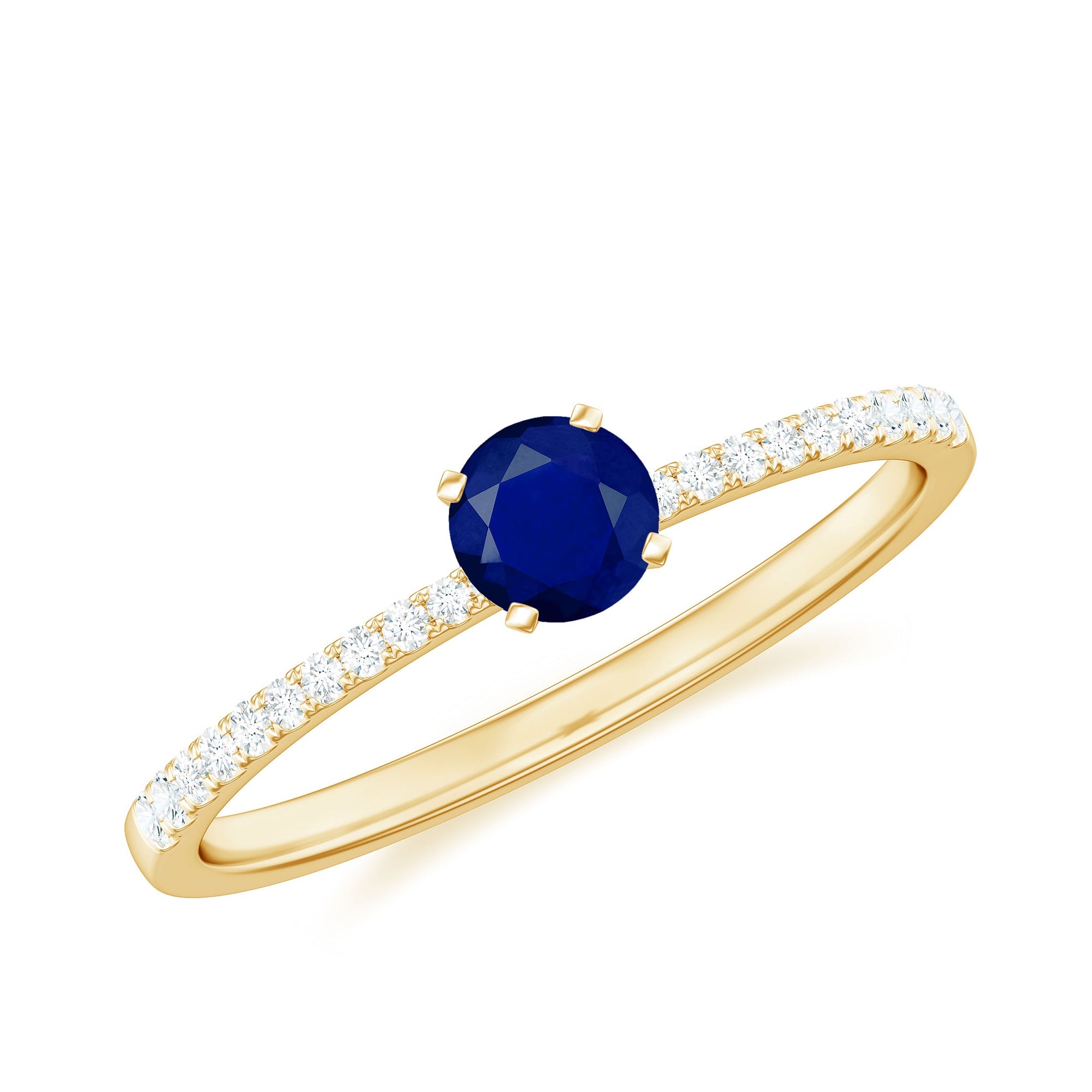 Real 0.9 Carat Blue Sapphire Promise Ring with Diamonds
