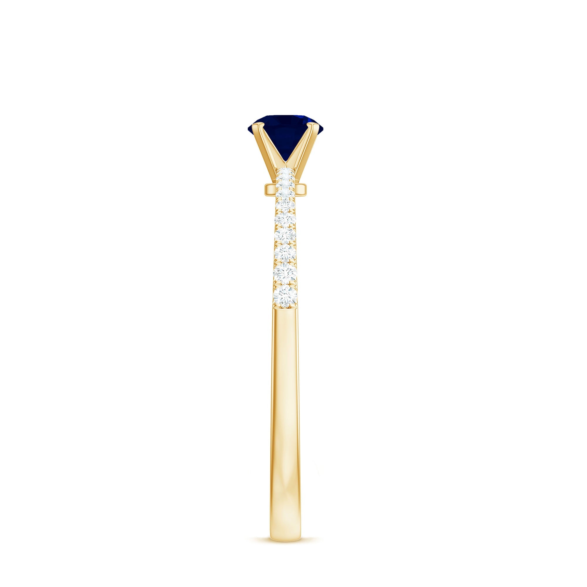 Real 0.9 Carat Blue Sapphire Promise Ring with Diamonds
