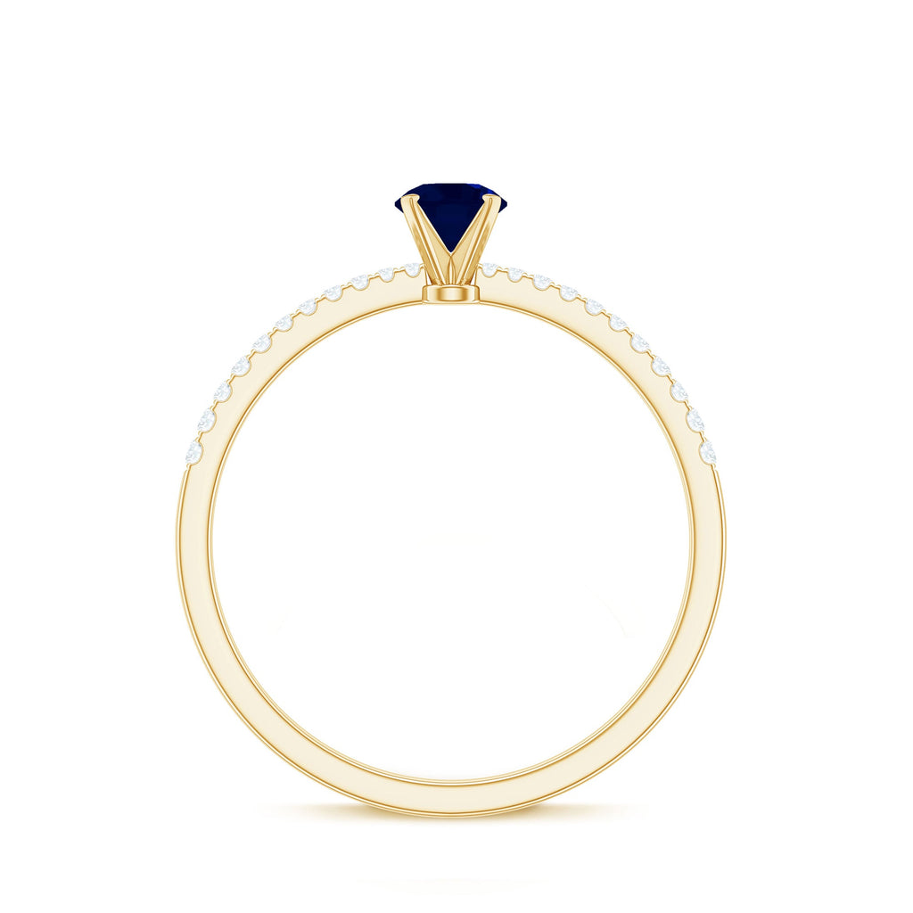 Real 0.9 Carat Blue Sapphire Promise Ring with Diamonds