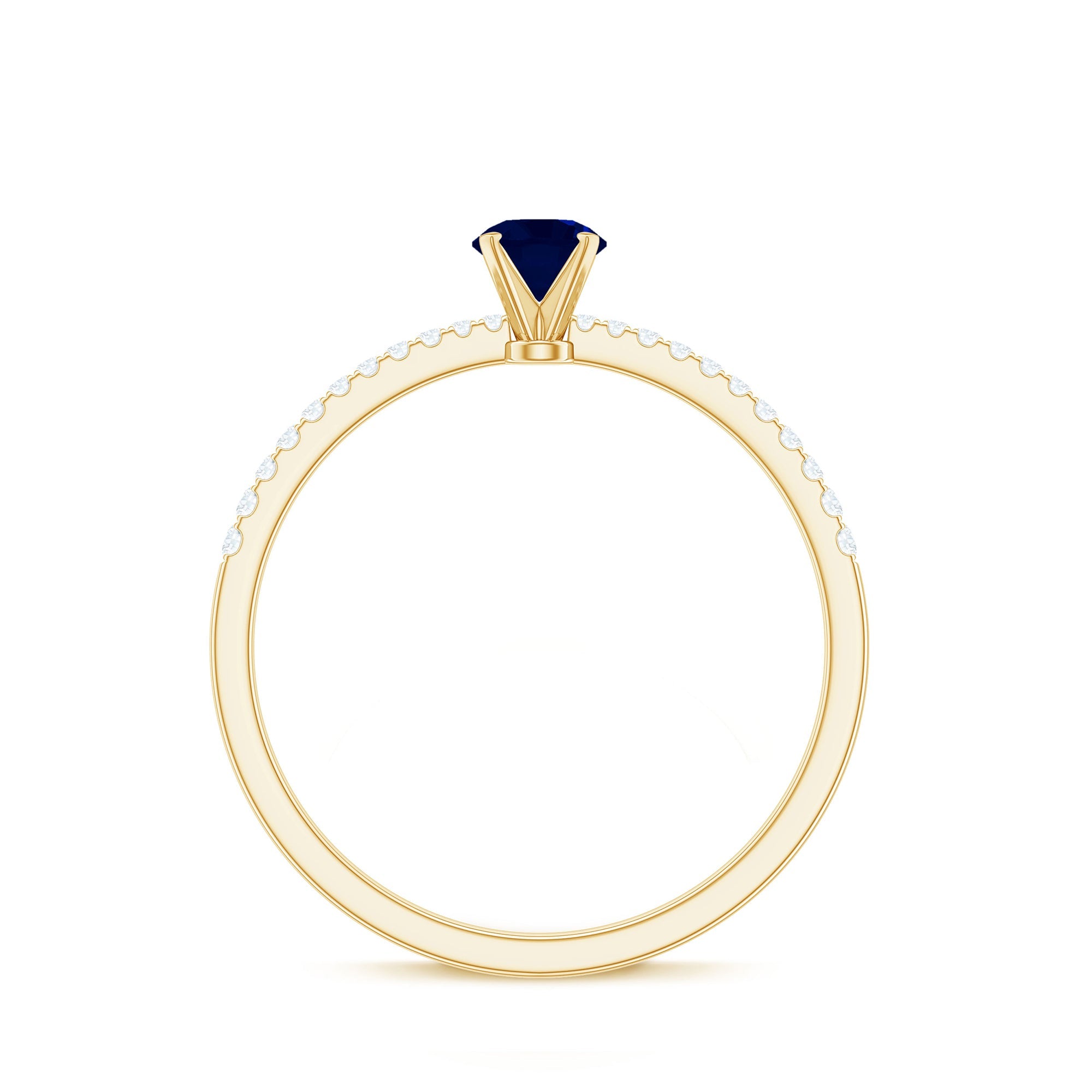 Real 0.9 Carat Blue Sapphire Promise Ring with Diamonds