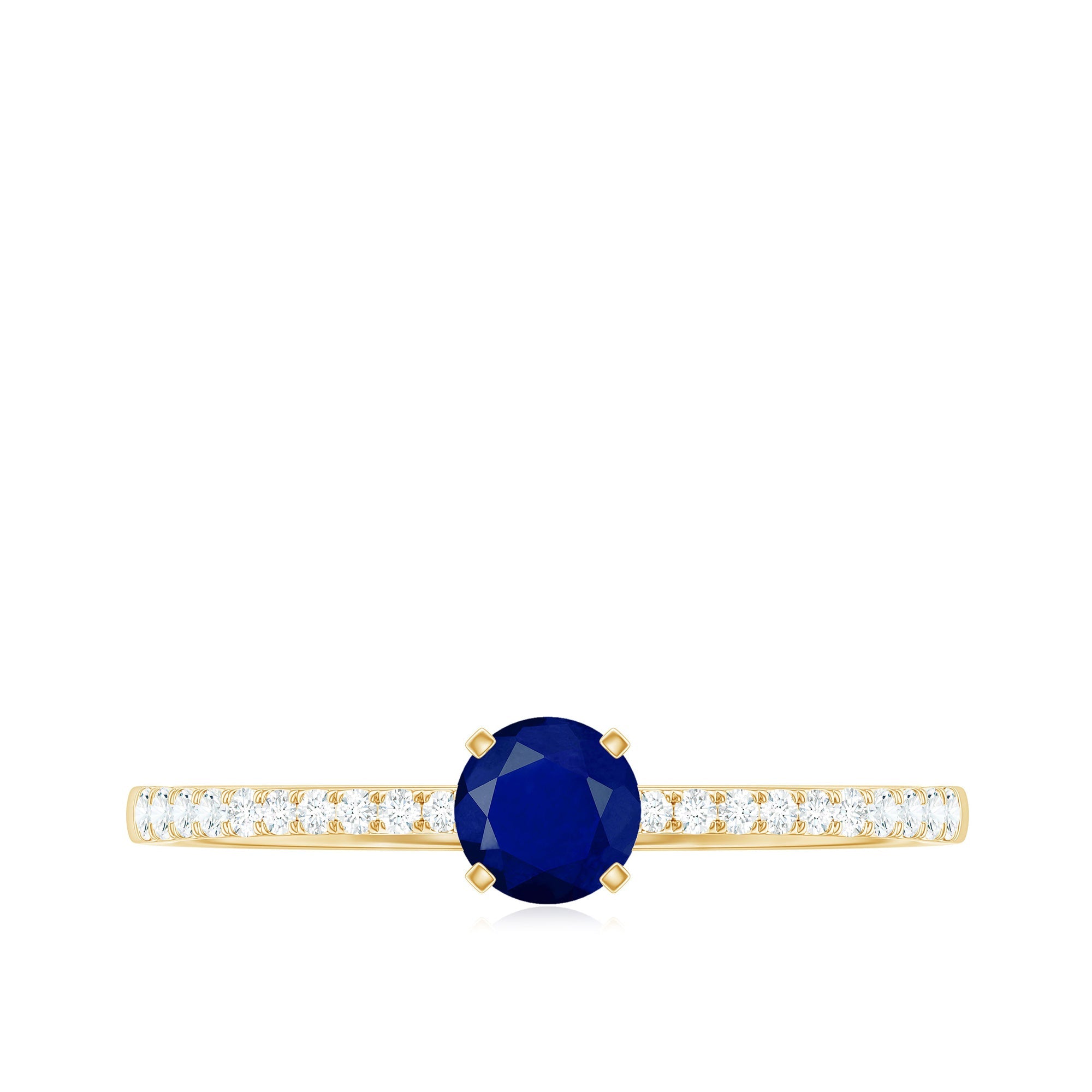 Real 0.9 Carat Blue Sapphire Promise Ring with Diamonds