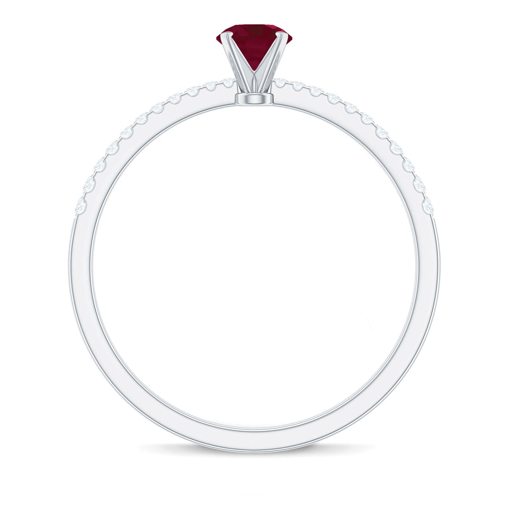 Natural 0.6 Carat Ruby Promise Ring with Diamond