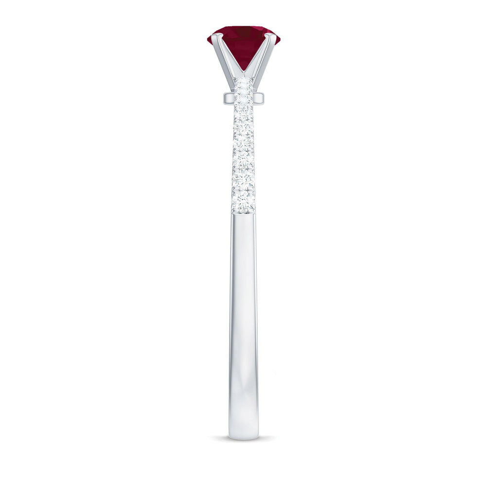 Natural 0.6 Carat Ruby Promise Ring with Diamond