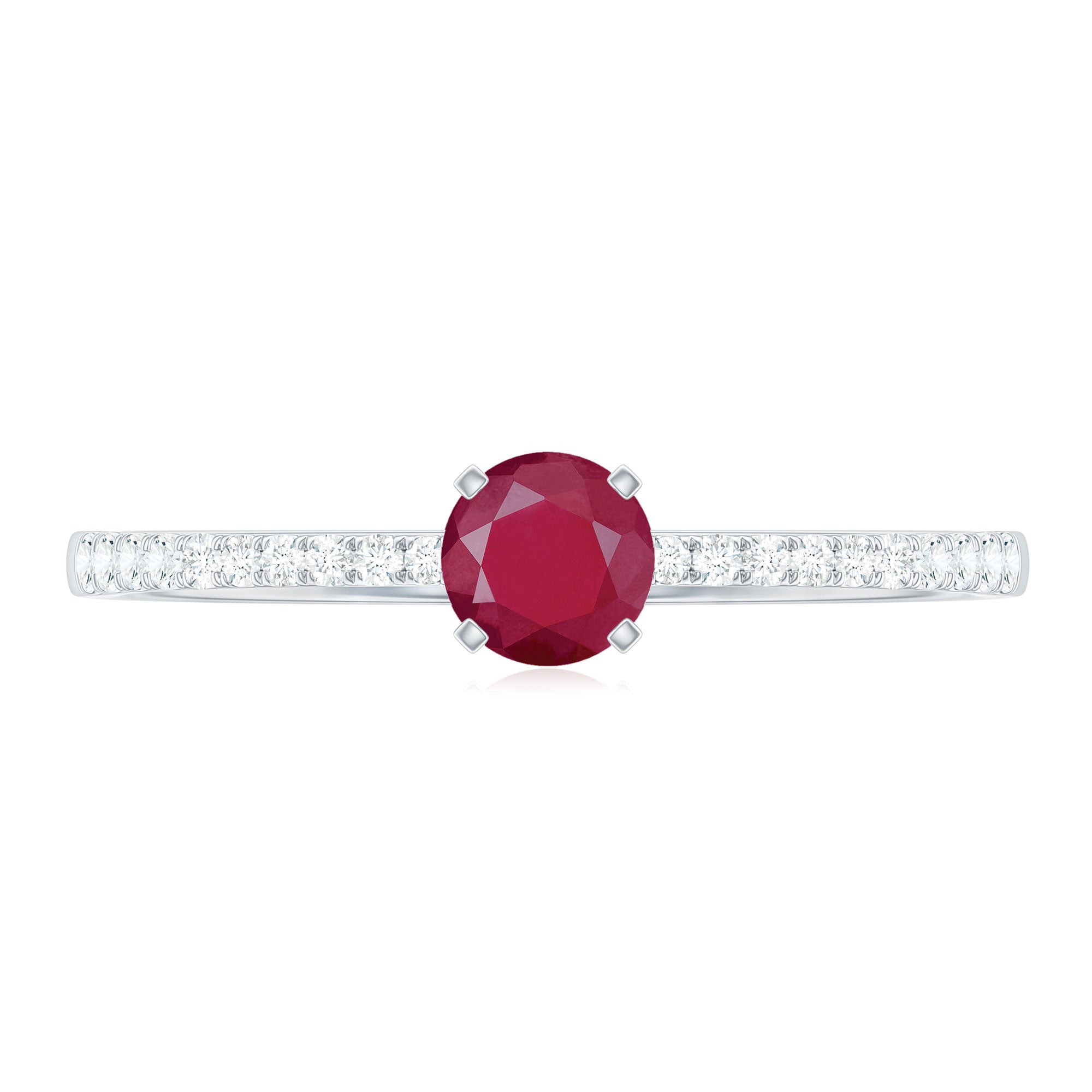 Natural 0.6 Carat Ruby Promise Ring with Diamond