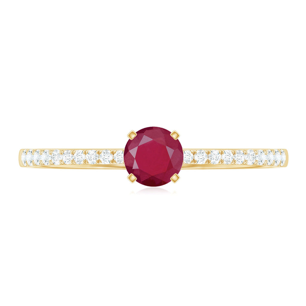 Natural 0.6 Carat Ruby Promise Ring with Diamond