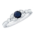 Vintage Inspired Blue Sapphire and Diamond Engagement Ring with Milgrain Details