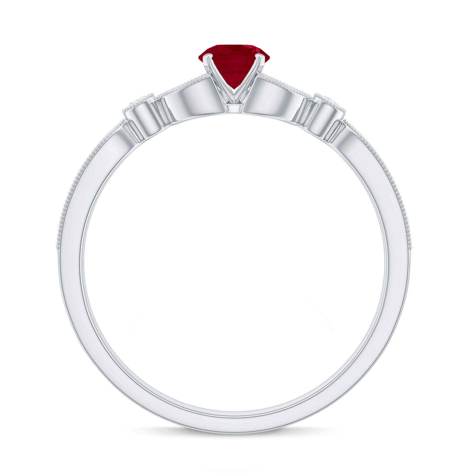 Vintage Style 0.6 Carat Ruby Diamond Engagement Ring for Women