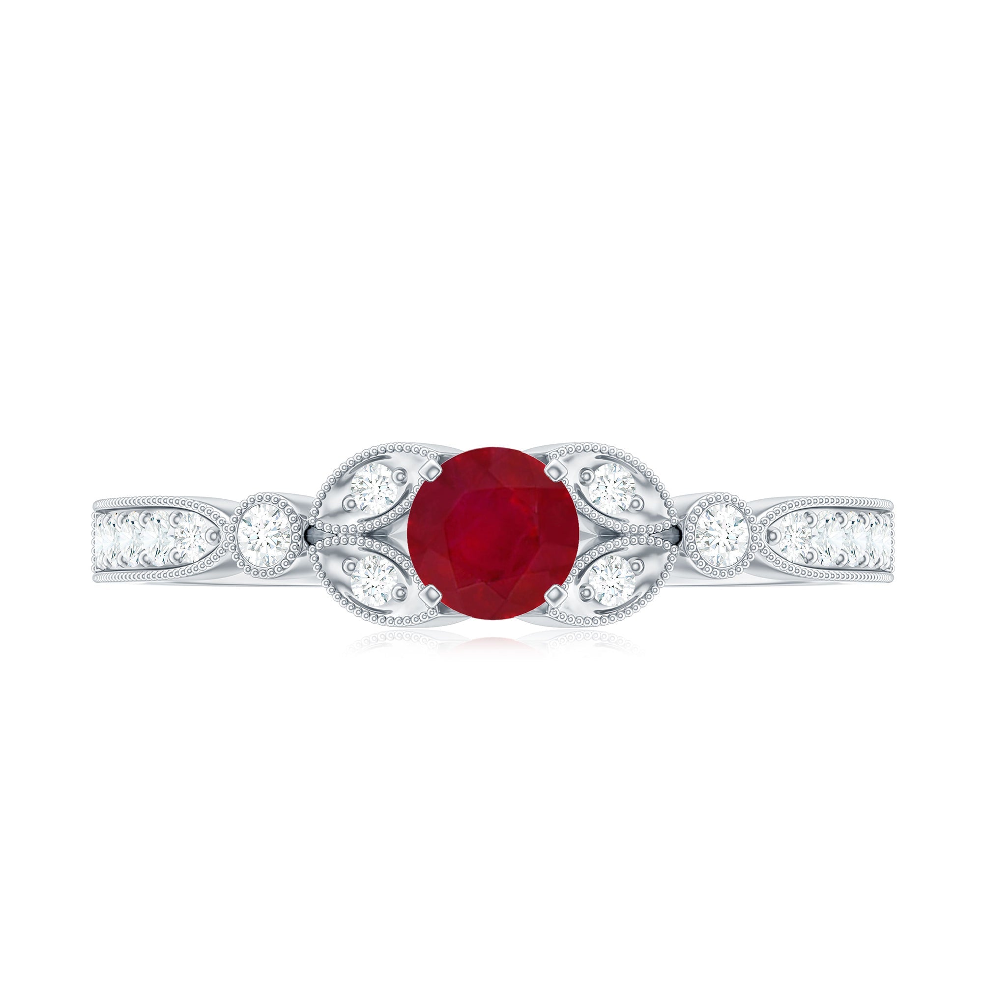 Vintage Style 0.6 Carat Ruby Diamond Engagement Ring for Women