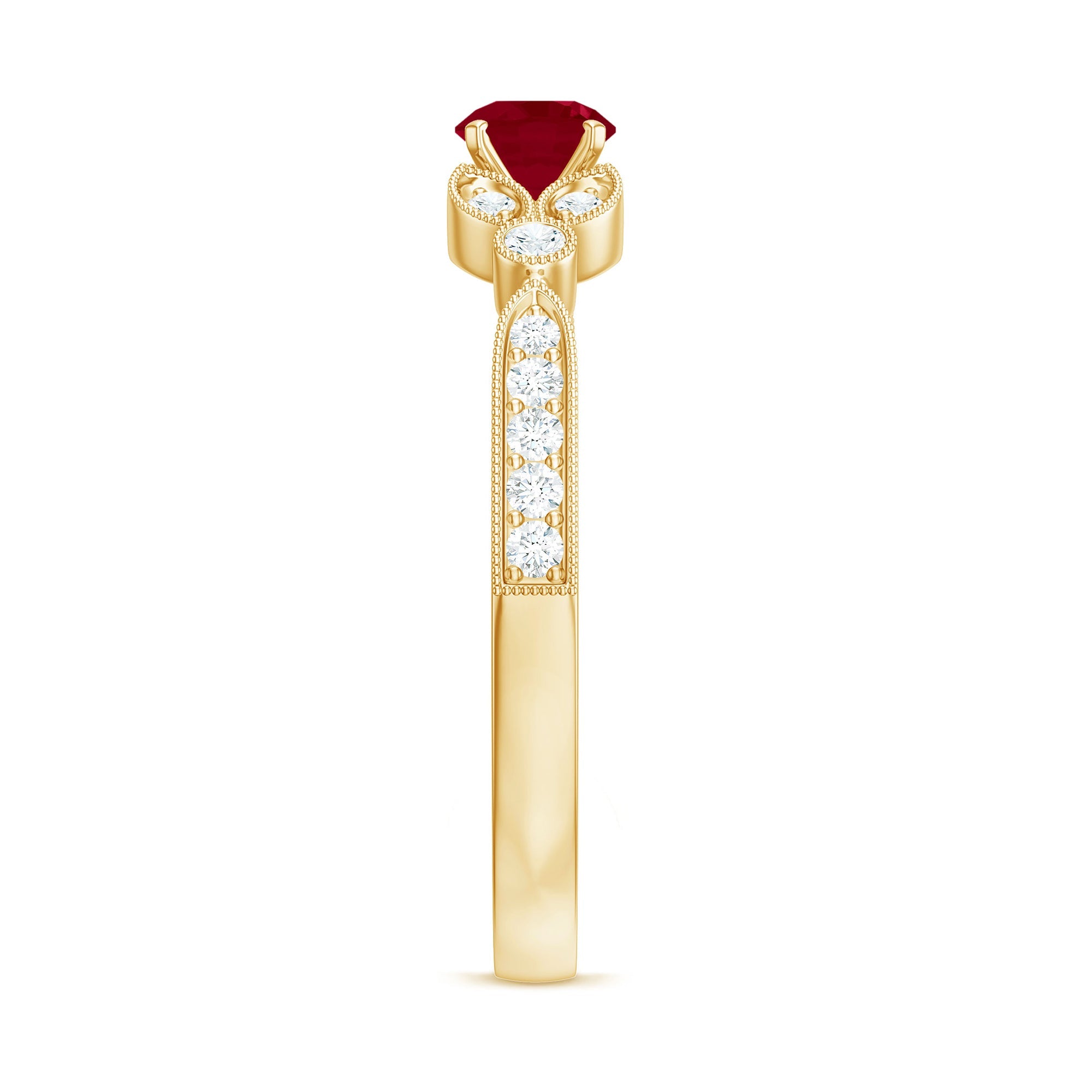 Vintage Style 0.6 Carat Ruby Diamond Engagement Ring for Women