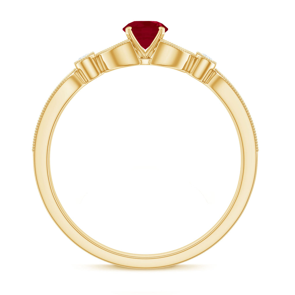 Vintage Style 0.6 Carat Ruby Diamond Engagement Ring for Women