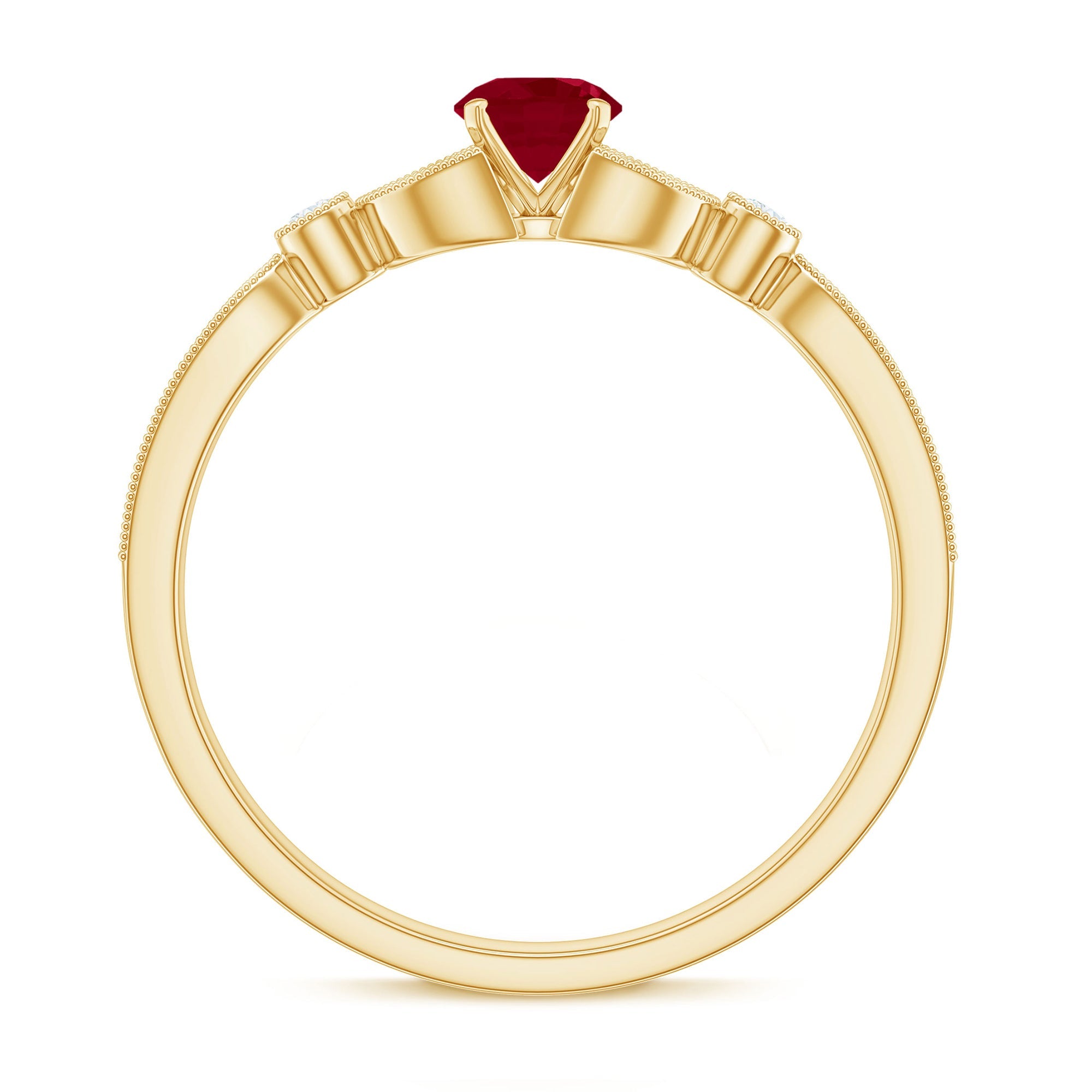 Vintage Style 0.6 Carat Ruby Diamond Engagement Ring for Women