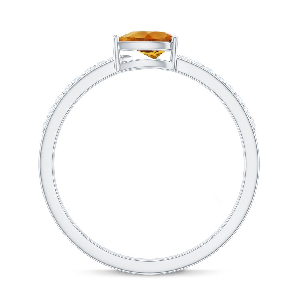 Natural Pear Shape Citrine Engagement Ring with Diamond