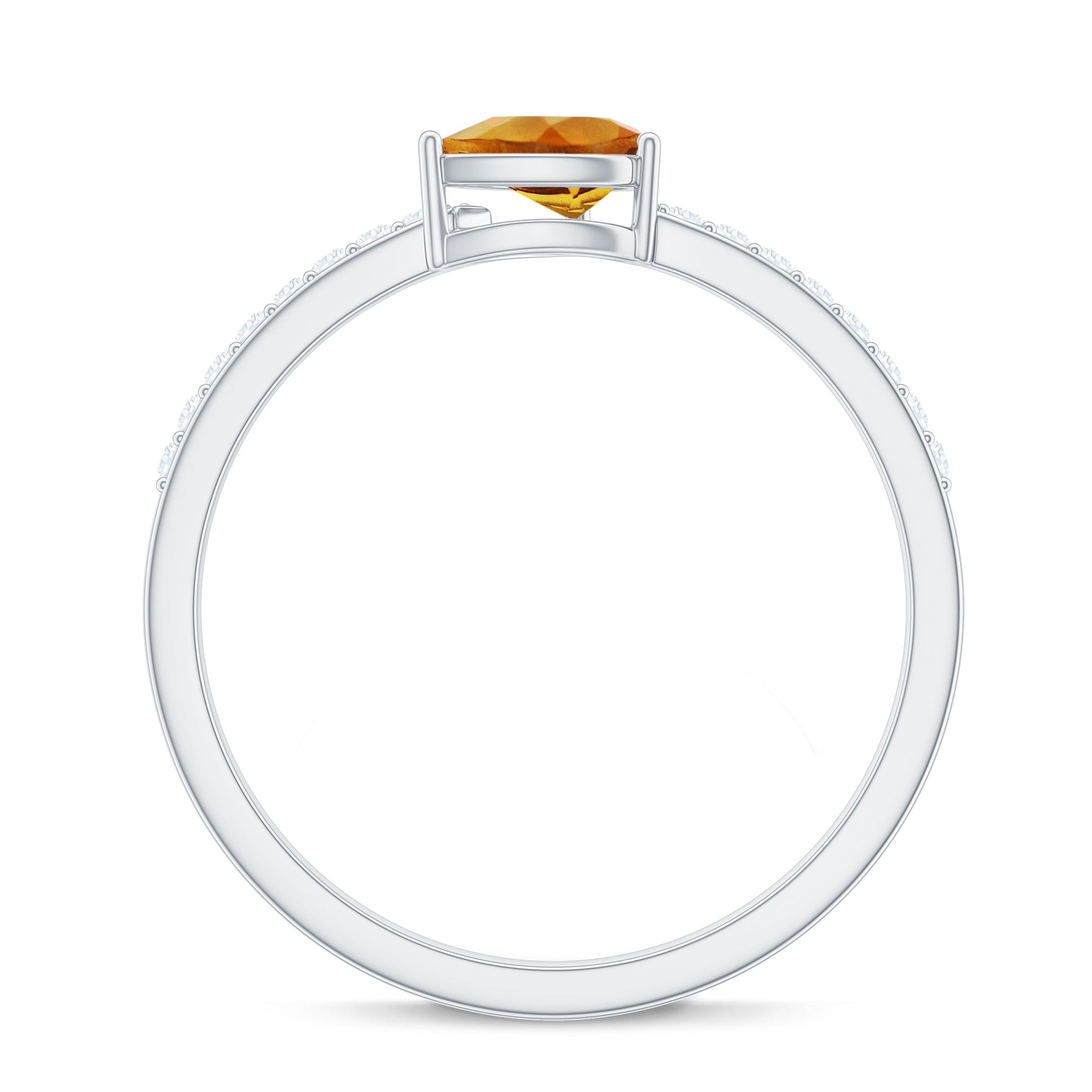 Natural Pear Shape Citrine Engagement Ring with Diamond