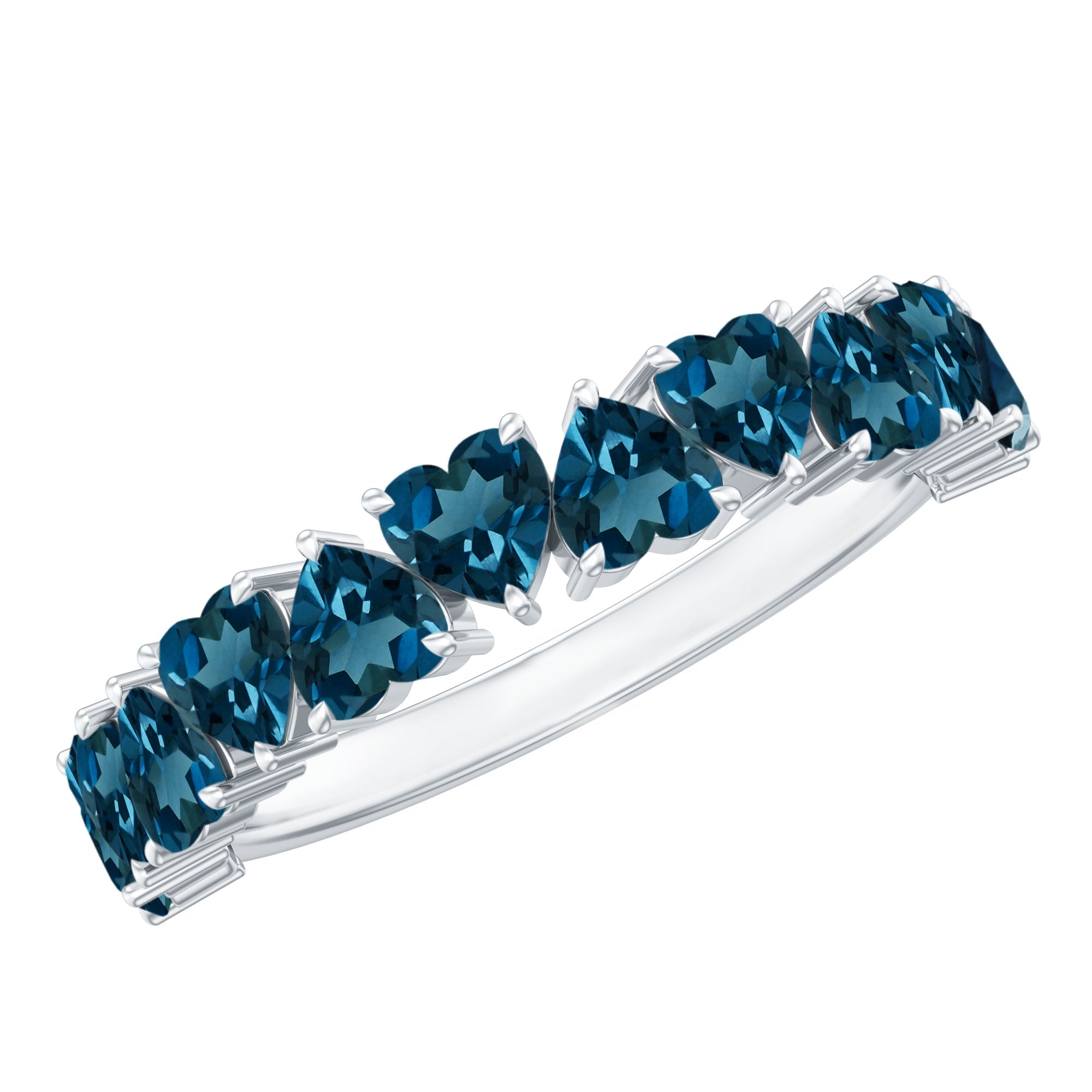 Brilliant Cut Heart London Blue Topaz Half Eternity Band
