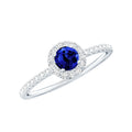 Lab Grown Blue Sapphire and Diamond Minimal Engagement Ring