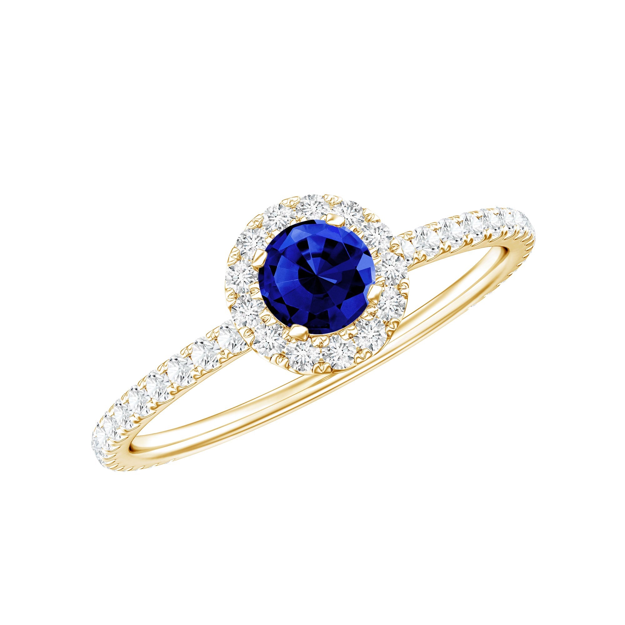 Lab Grown Blue Sapphire and Diamond Minimal Engagement Ring