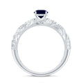 Certified 0.9 Carat Real Blue Sapphire and Diamond Vintage Looking Engagement Ring