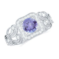 Tanzanite Vintage Looking Engagement Ring with Diamond Halo