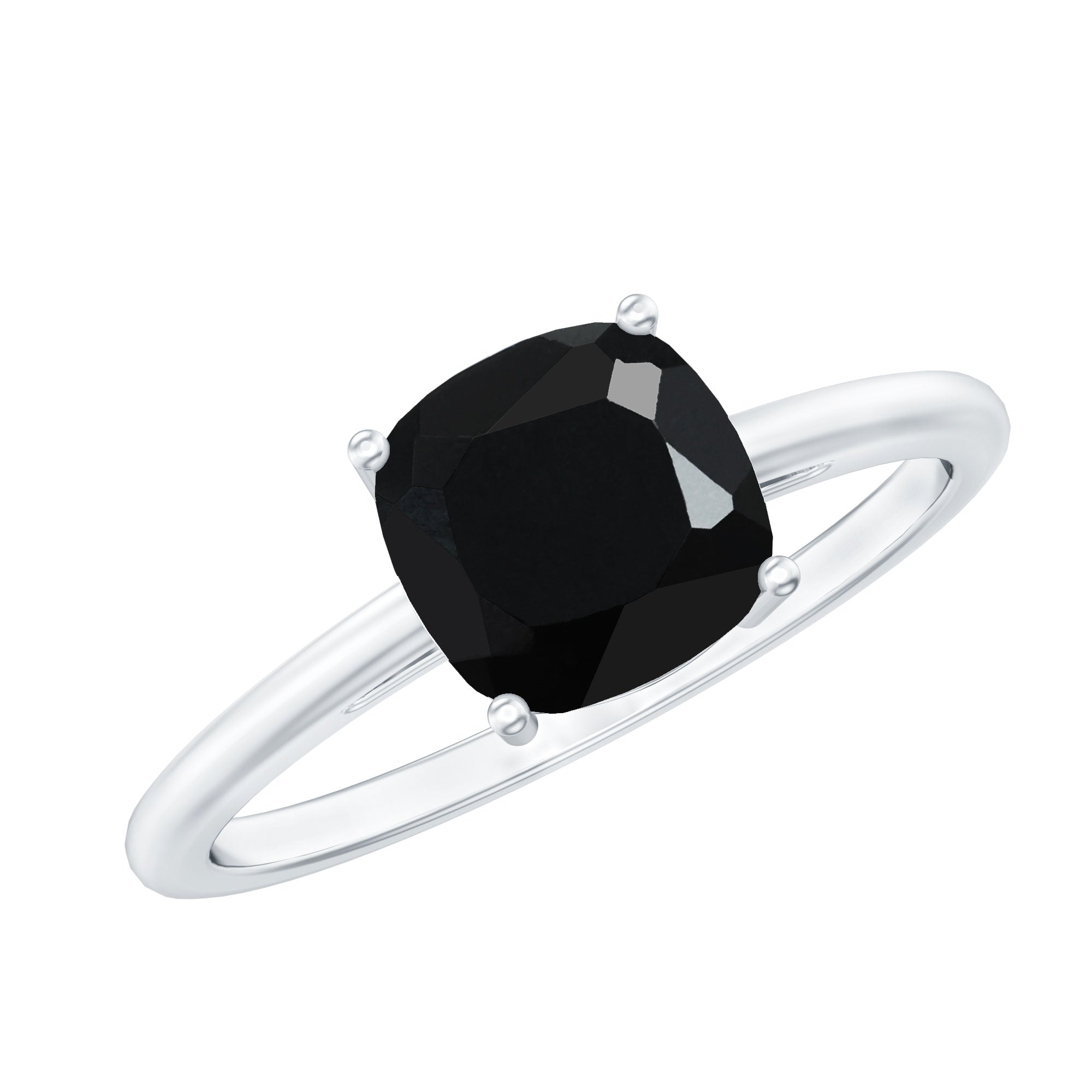 Certified 2.8 Carat Lab Grown Black Diamond Cushion Cut Engagement Ring