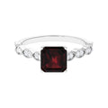 Natural 3.3 Carat Garnet Asscher Cut Engagement Ring with Diamond