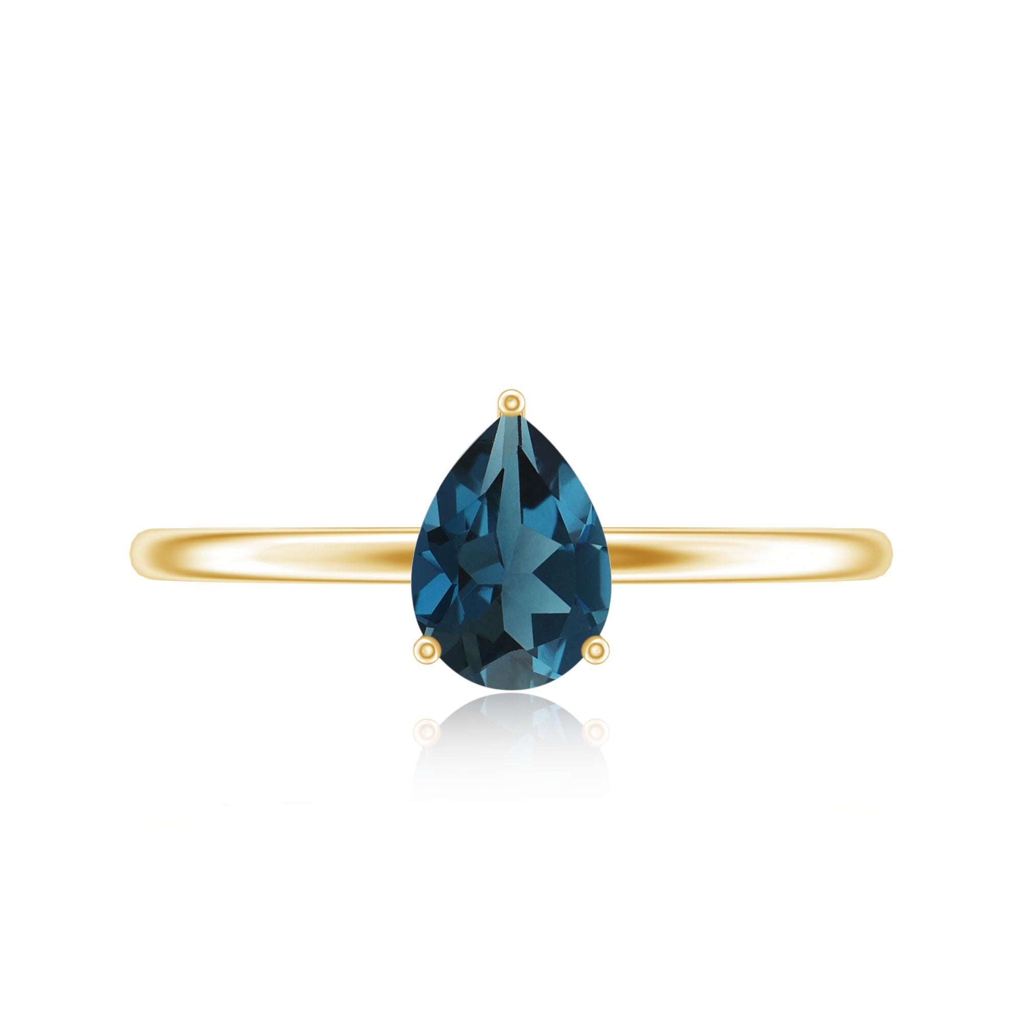 5X7MM Pear Shaped London Blue Topaz Solitaire Ring