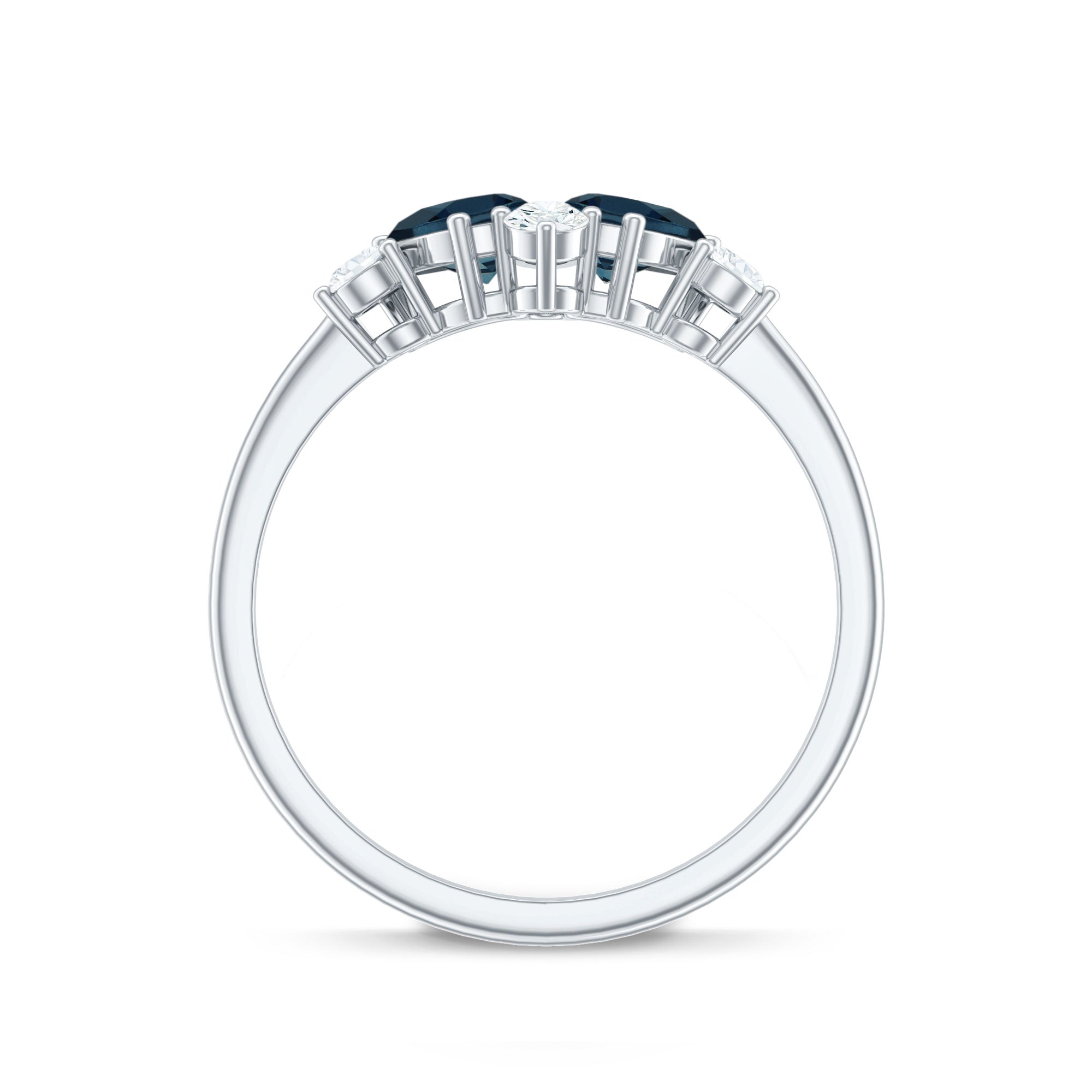Genuine London Blue Topaz and Diamond 2 Stone Promise Ring